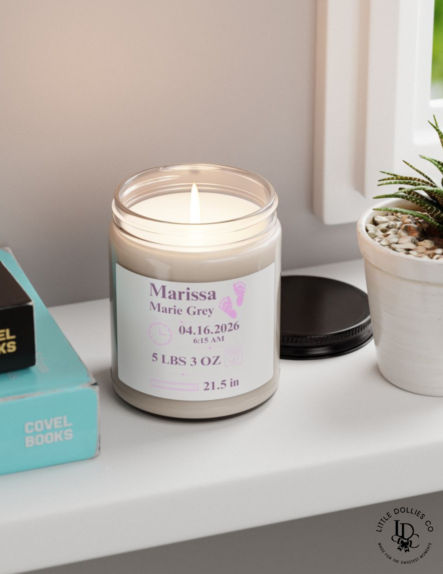 Personalized Birth Announcement 9 oz Soy Candle | Birth Stats Candle