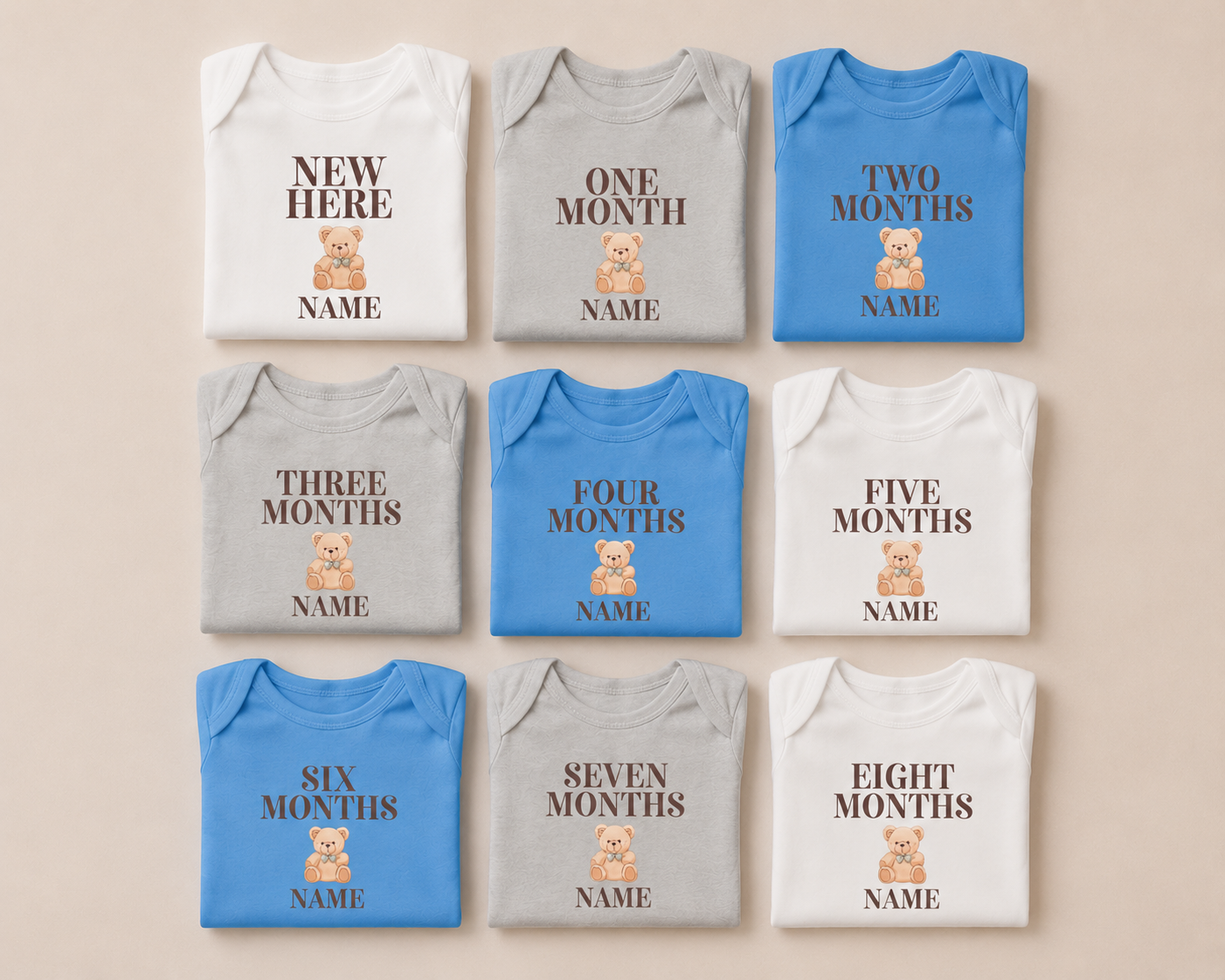 Personalized Teddy Bear Milestone Baby Onesie