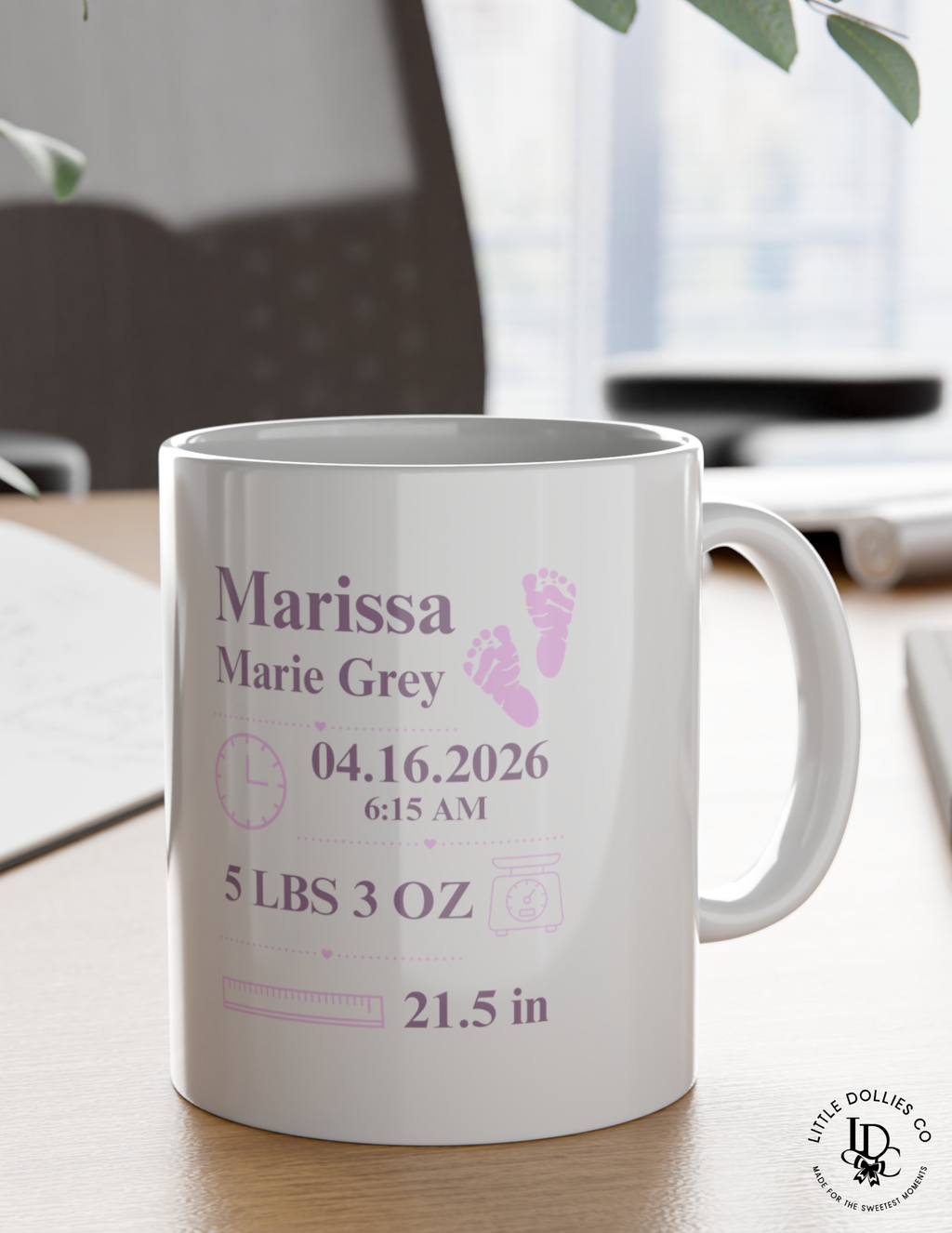 Personalized Birth Announcement Mug | Baby Birth Stats Mug