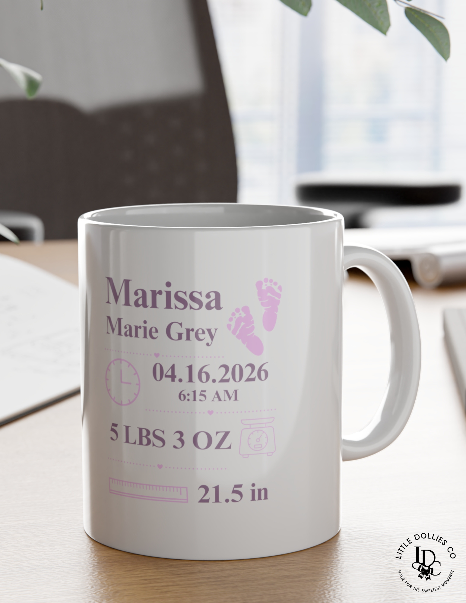 Personalized Birth Announcement Mug | Baby Birth Stats Mug