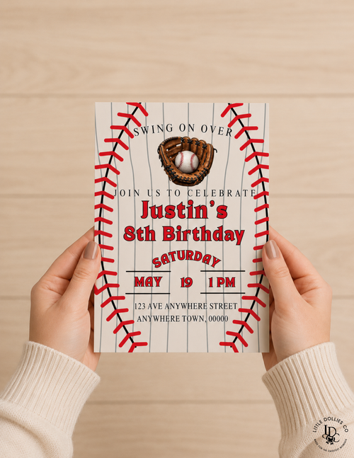 Baseball Birthday Invitation & Party Favor Bundle Templates