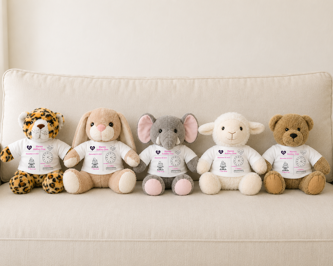 Personalized Birth Announcement Stuffed Animal | Birth Stats Stuffed Animal