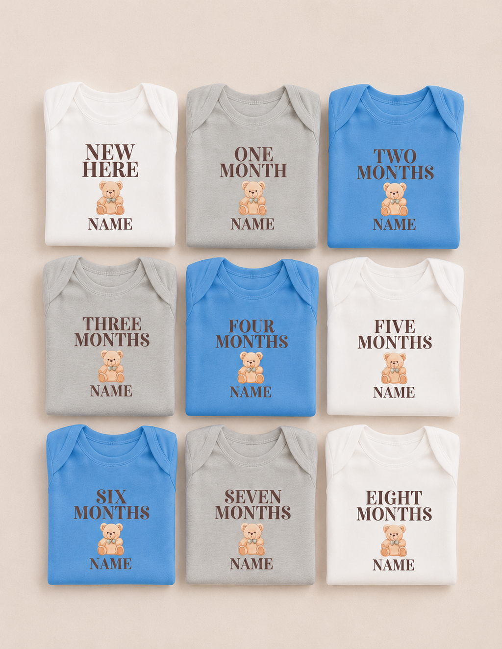 Personalized Teddy Bear Milestone Baby Onesie