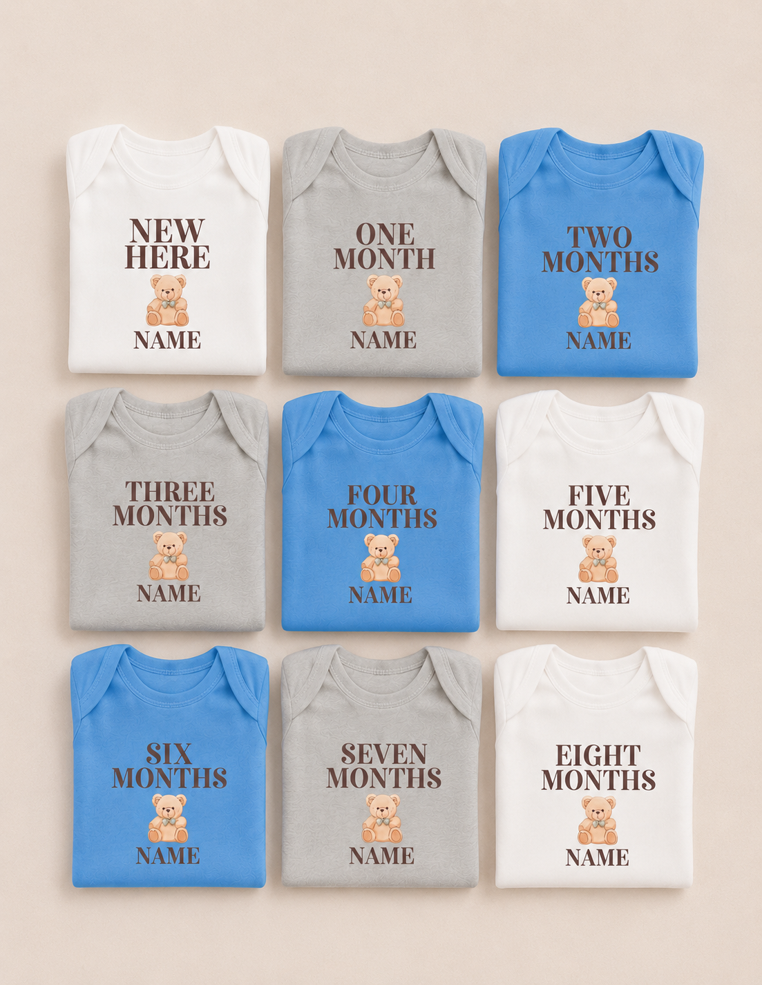 Personalized Teddy Bear Milestone Baby Onesie
