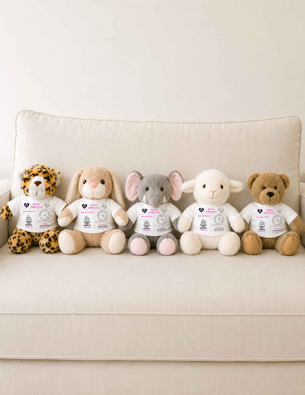 Personalized Birth Announcement Stuffed Animal | Birth Stats Stuffed Animal