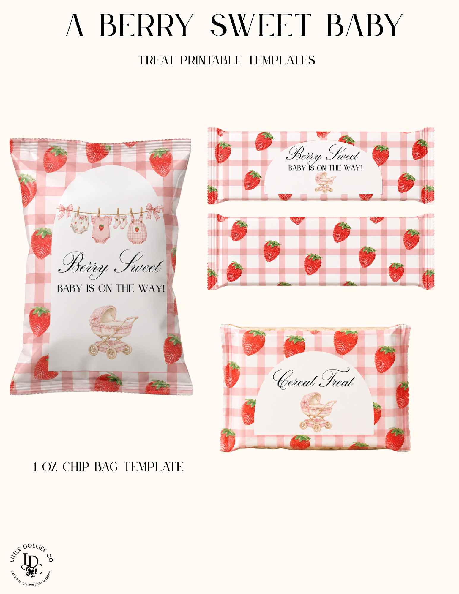 Berry Sweet Baby Shower Invitation, Decorations & Games Template Bundle