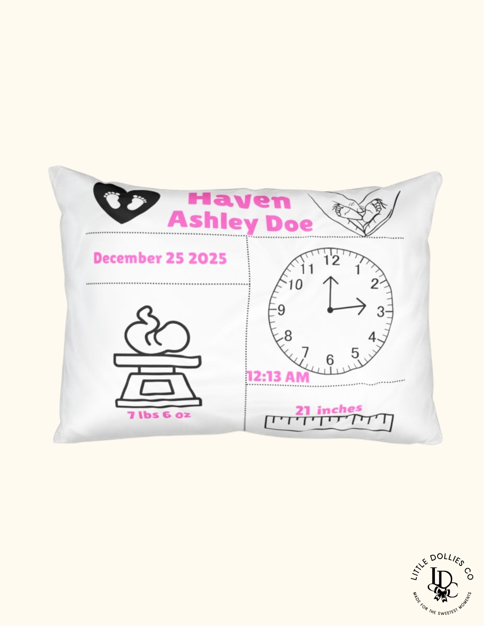 Personalized Birth Announcement Pillow | Birth Stats Pillow