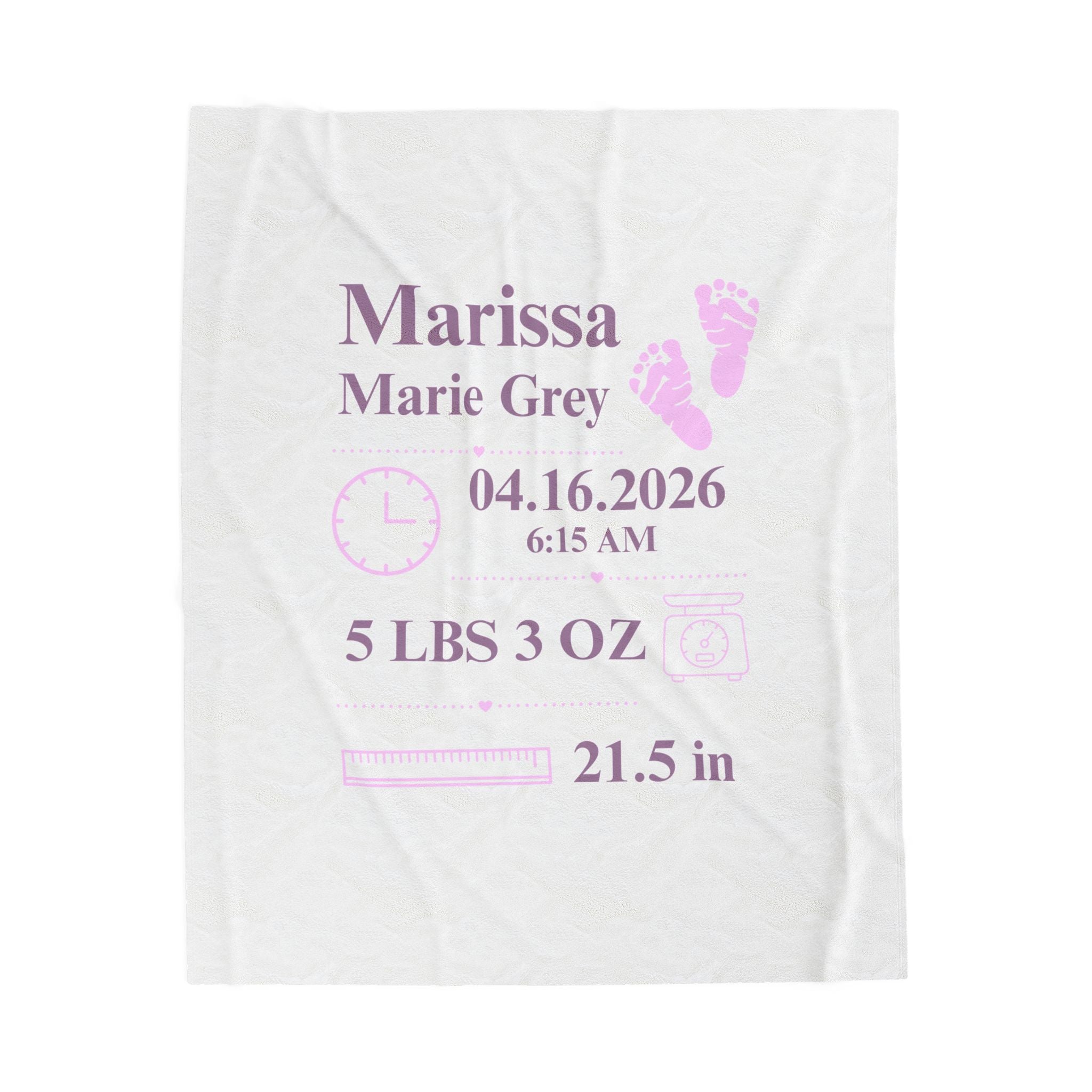 Personalized Birth Announcement Plush Blanket | Birth Stats Blanket