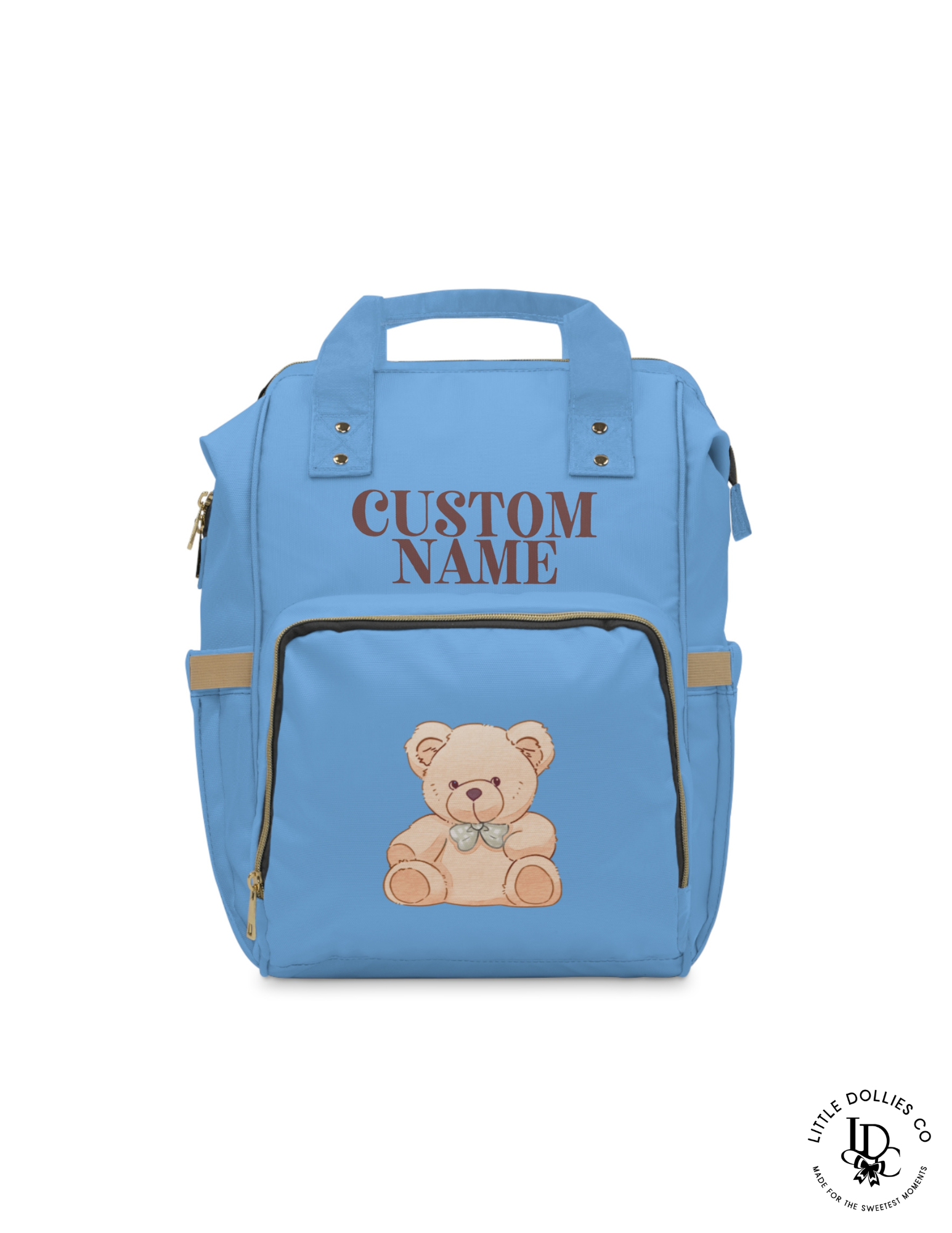 Personalized Teddy Bear Diaper Bag | Custom Baby Name Backpack