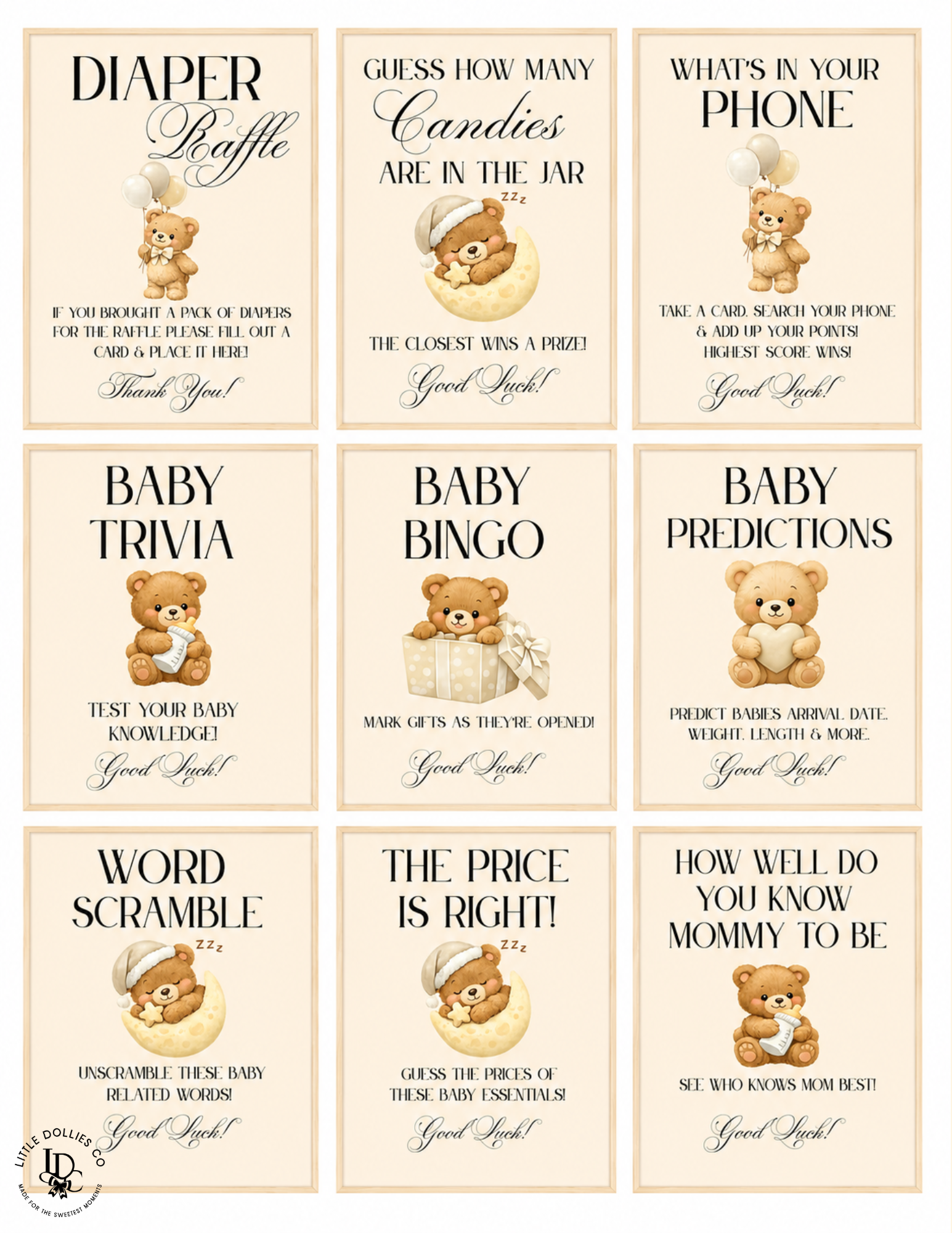 We Can Bearly Wait Baby Shower Invitation, Decorations & Games Template Bundle