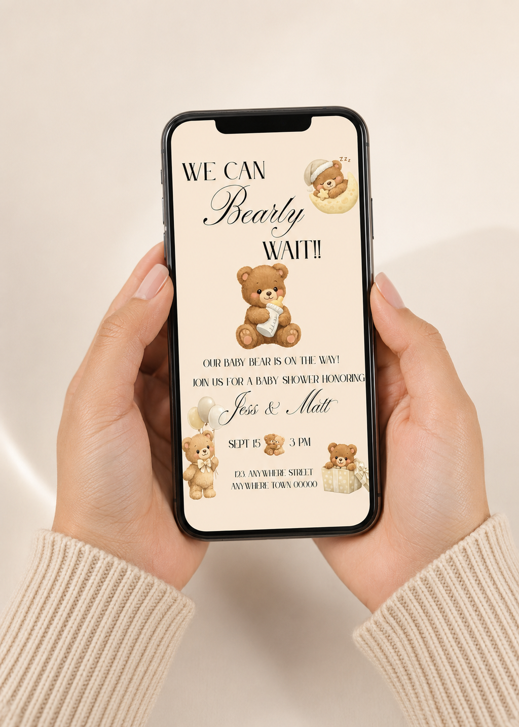 We Can Bearly Wait Baby Shower Invitation, Decorations & Games Template Bundle