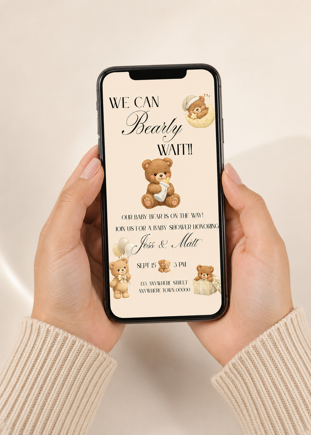 We Can Bearly Wait Baby Shower Invitation, Decorations & Games Template Bundle