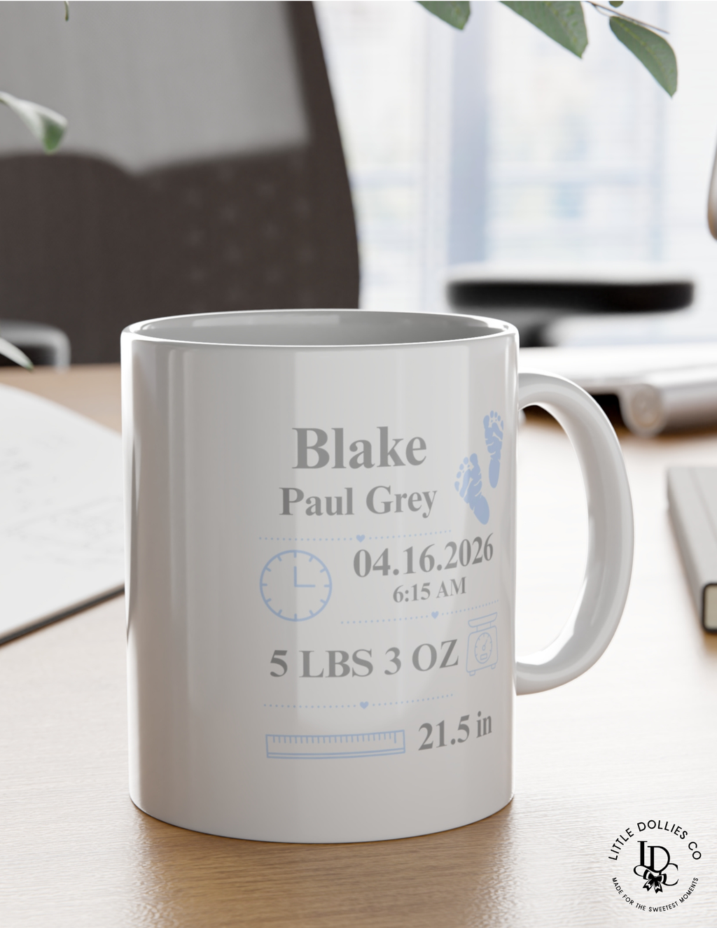 Personalized Birth Announcement Mug | Baby Birth Stats Mug