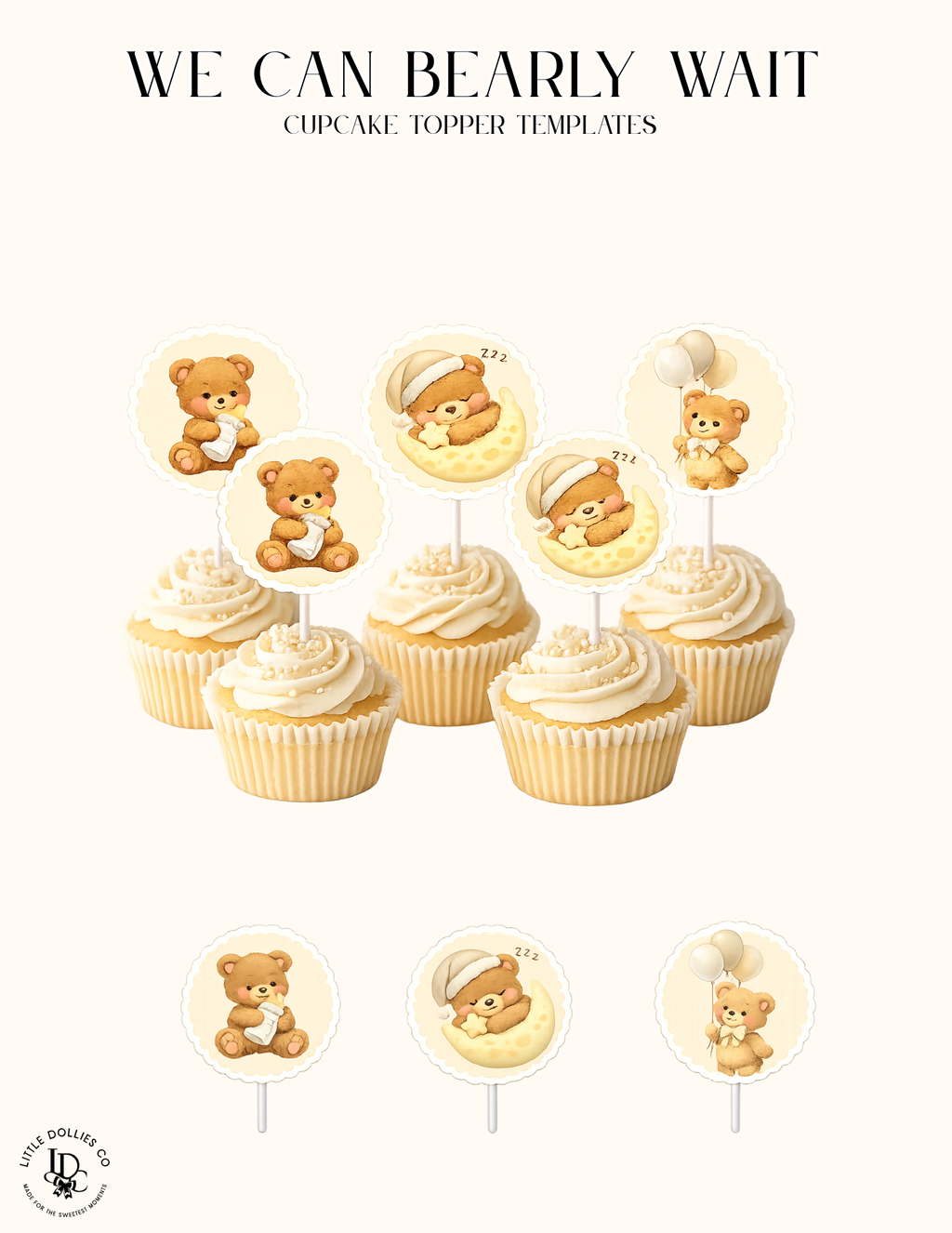 We Can Bearly Wait Baby Shower Invitation, Decorations & Games Template Bundle
