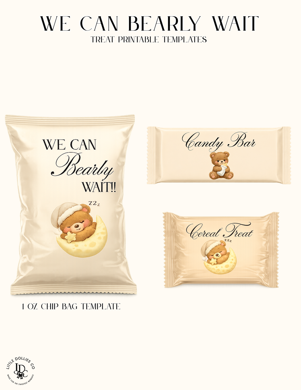 We Can Bearly Wait Baby Shower Invitation, Decorations & Games Template Bundle