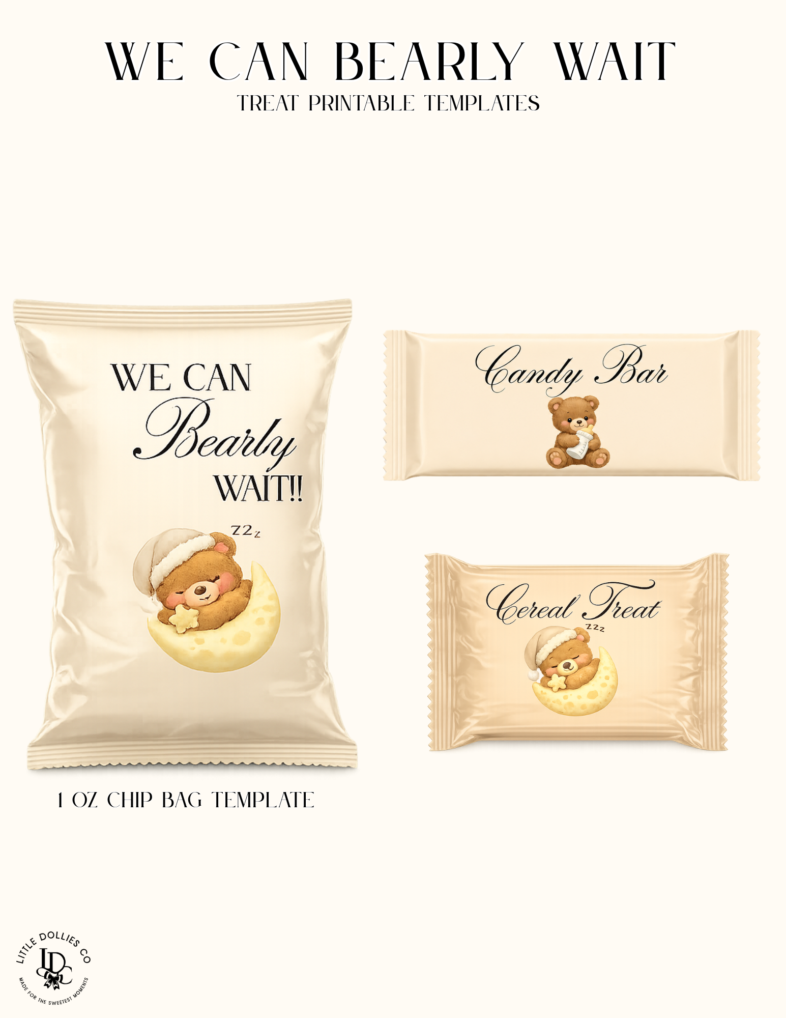 We Can Bearly Wait Baby Shower Invitation, Decorations & Games Template Bundle
