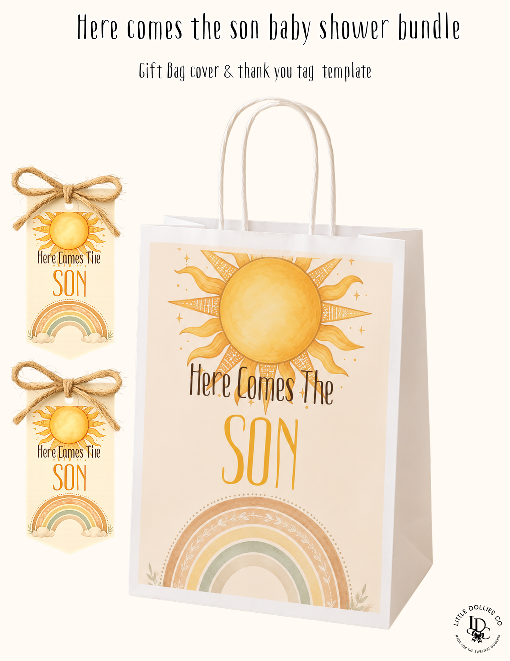 Here Comes The Son Baby Shower invitation, games & party bundle