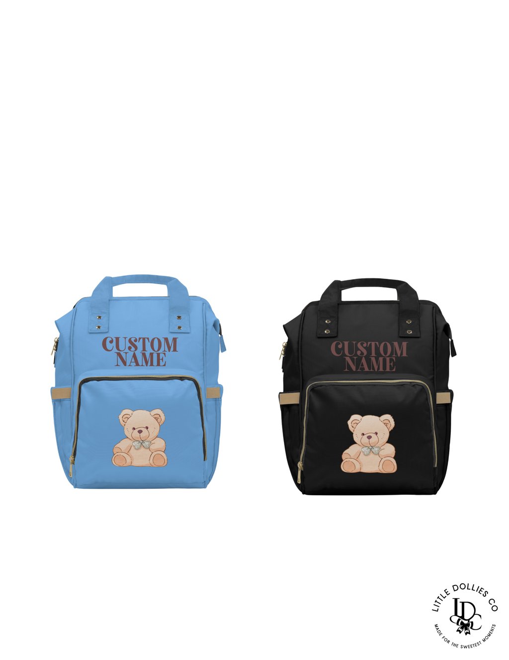 Personalized Teddy Bear Diaper Bag | Custom Baby Name Backpack