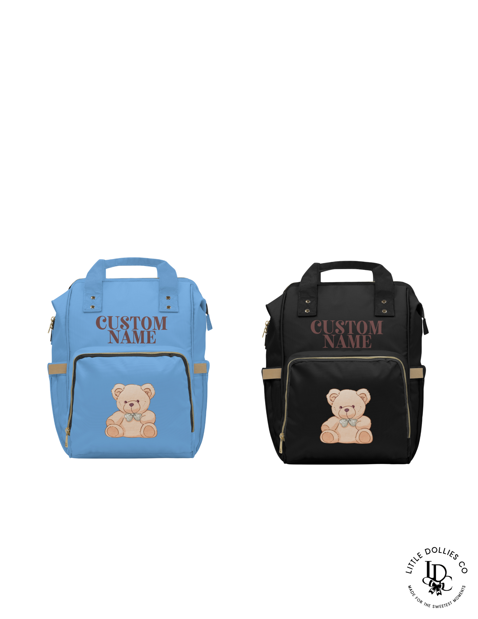 Personalized Teddy Bear Diaper Bag | Custom Baby Name Backpack