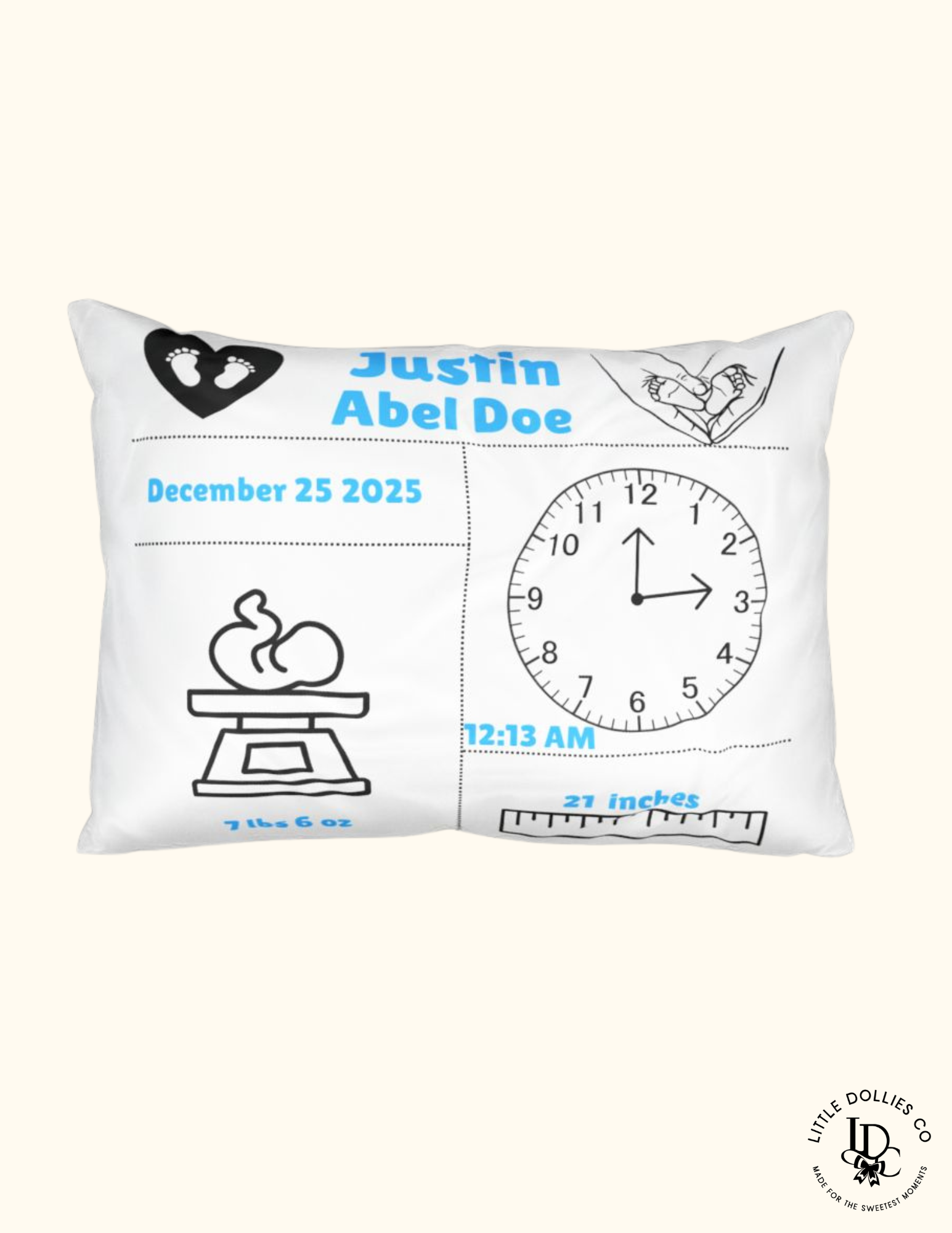 Personalized Birth Announcement Pillow | Birth Stats Pillow