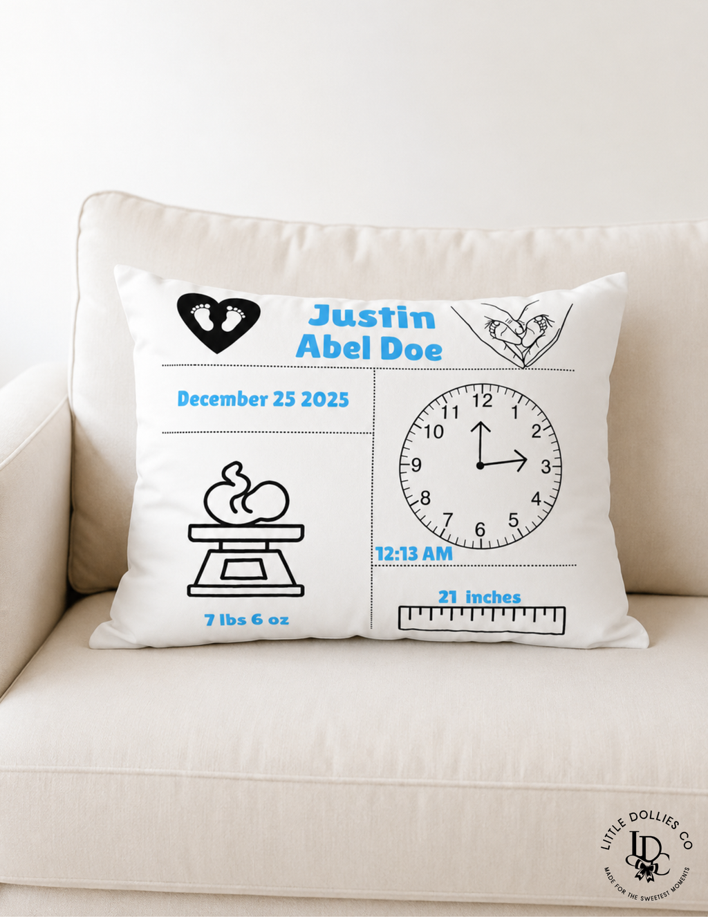 Personalized Birth Announcement Pillow | Birth Stats Pillow