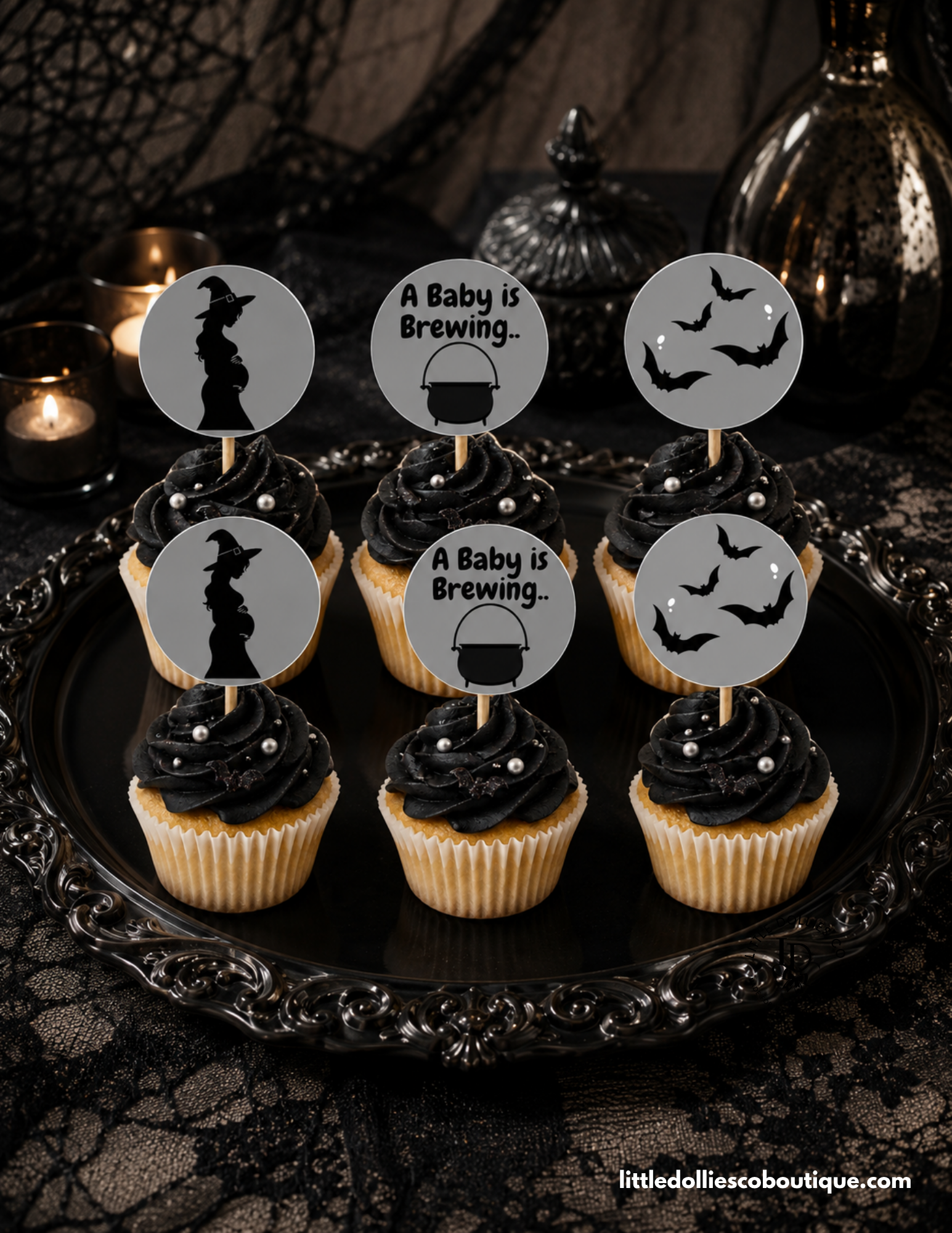 Spooky baby shower cupcake toppers