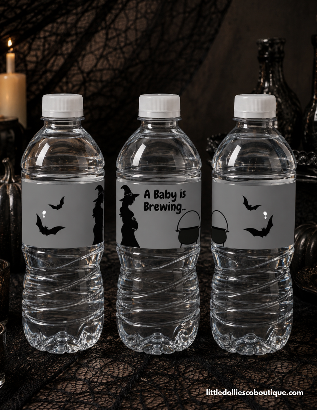 Witch theme a baby is brewing water bottle label templates