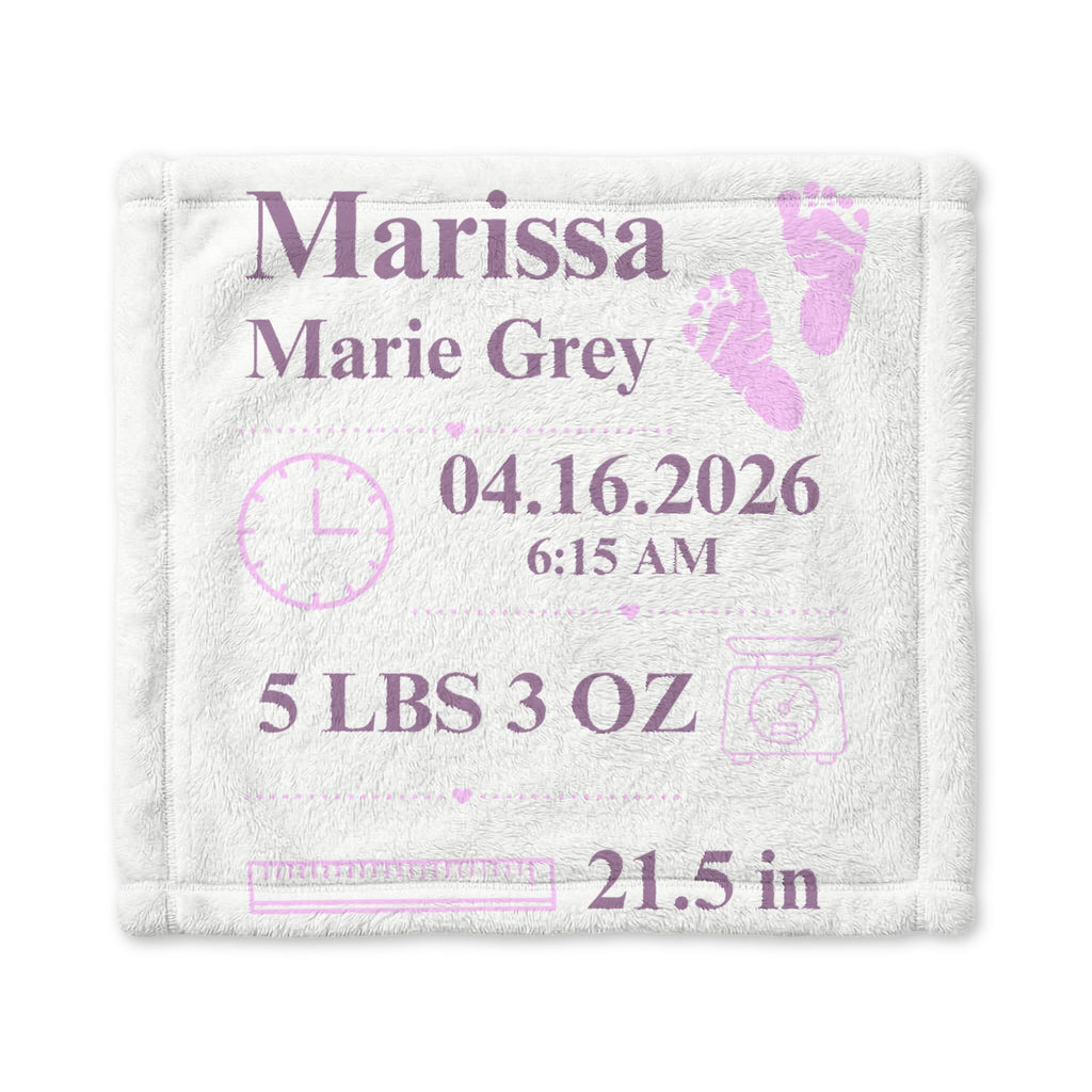 Personalized Birth Announcement Minky Blanket | Birth Stats Lovey