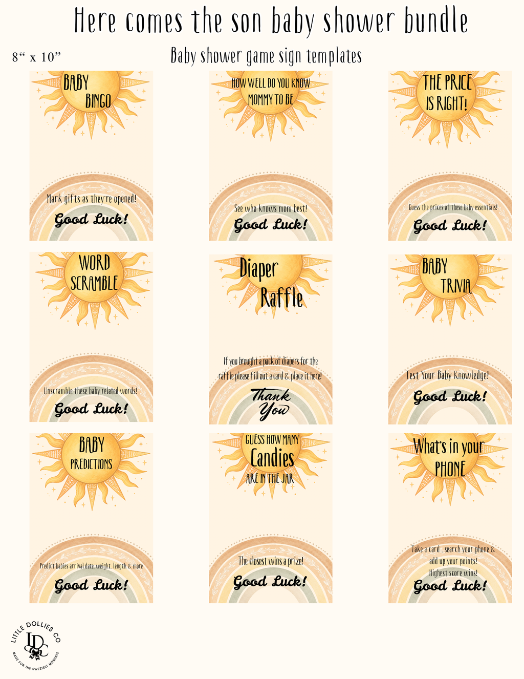 Here Comes The Son Baby Shower invitation, games & party bundle