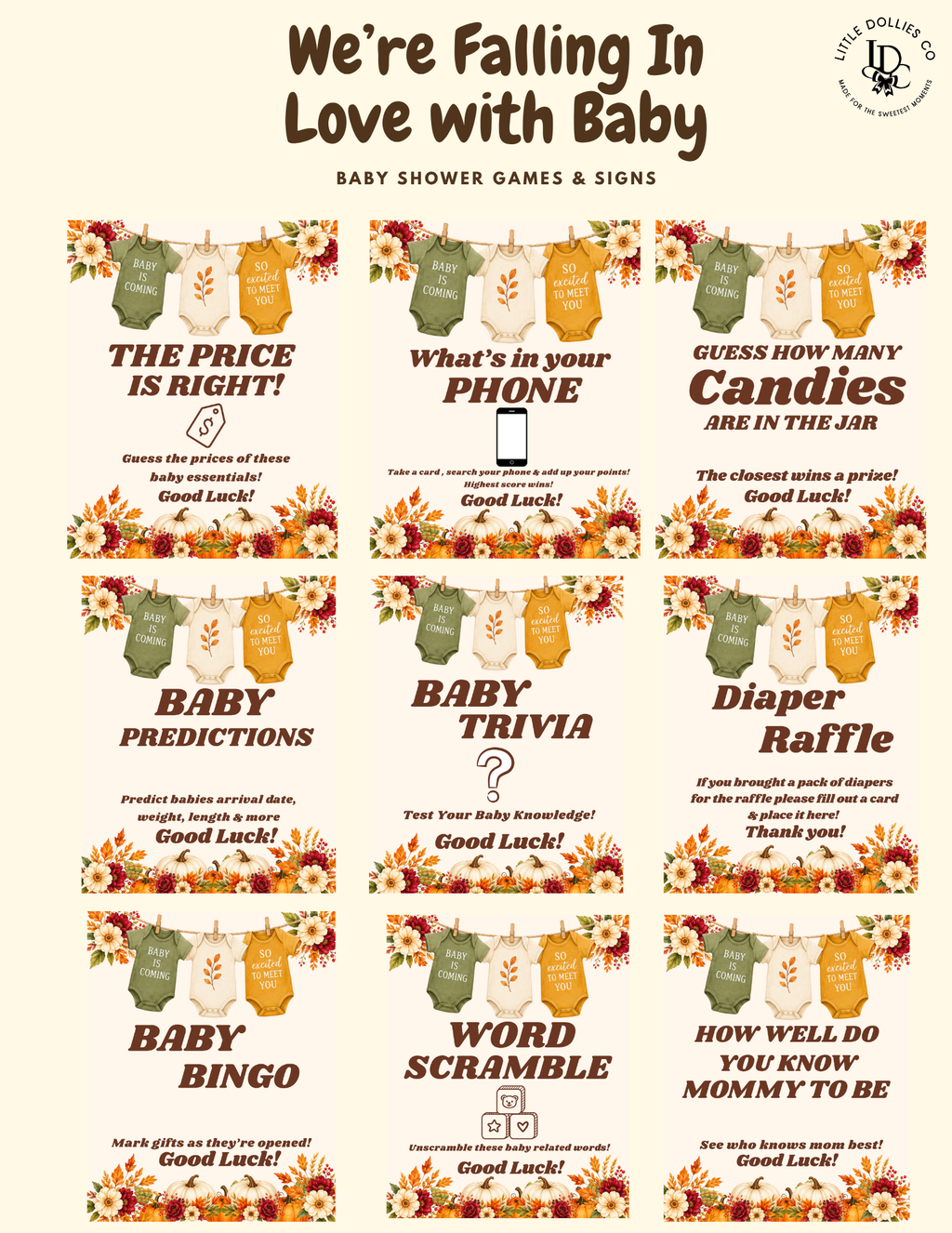 Fall Baby Shower Theme | Pumpkin Baby Shower Bundle | Falling in Love With Baby