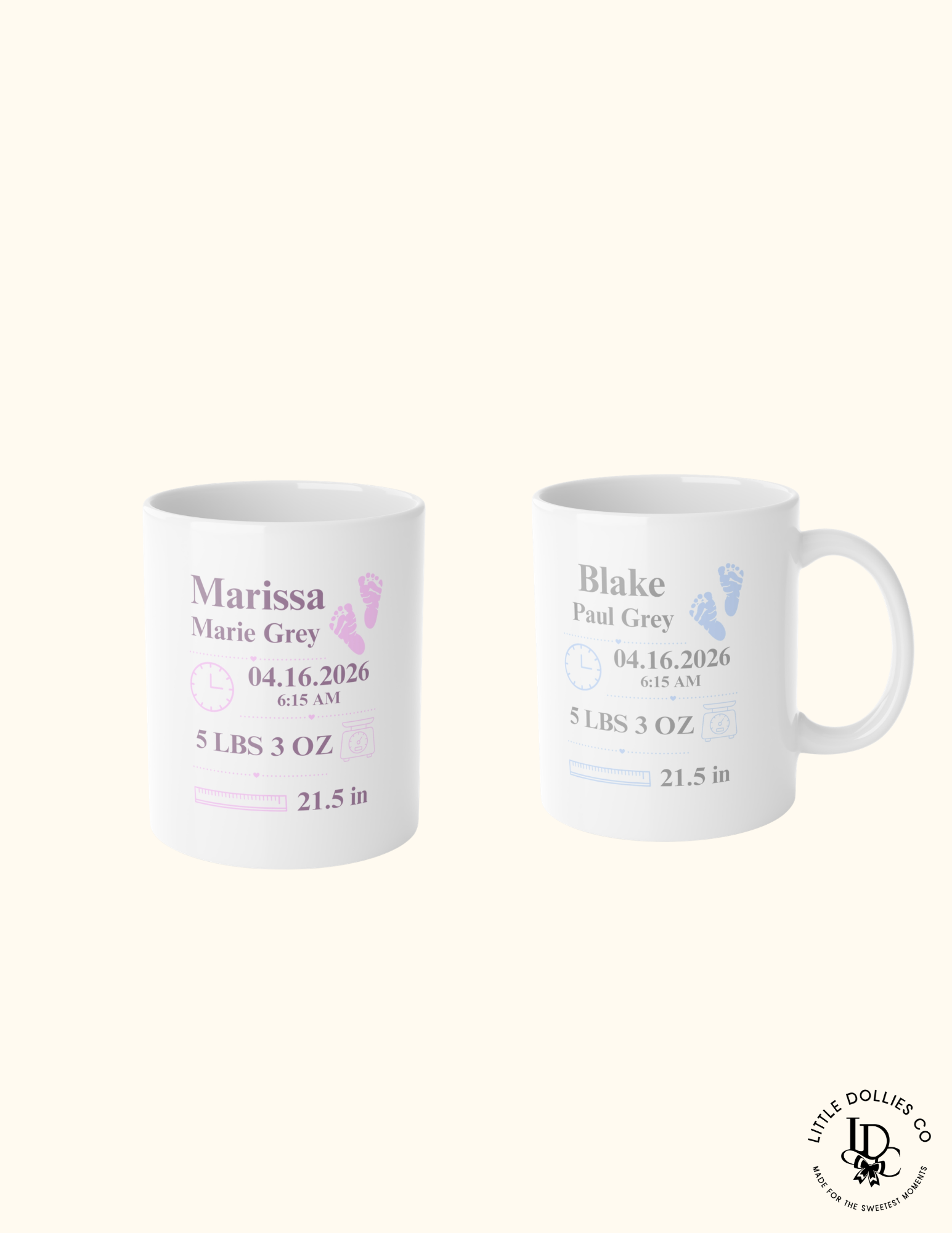 Personalized Birth Announcement Mug | Baby Birth Stats Mug