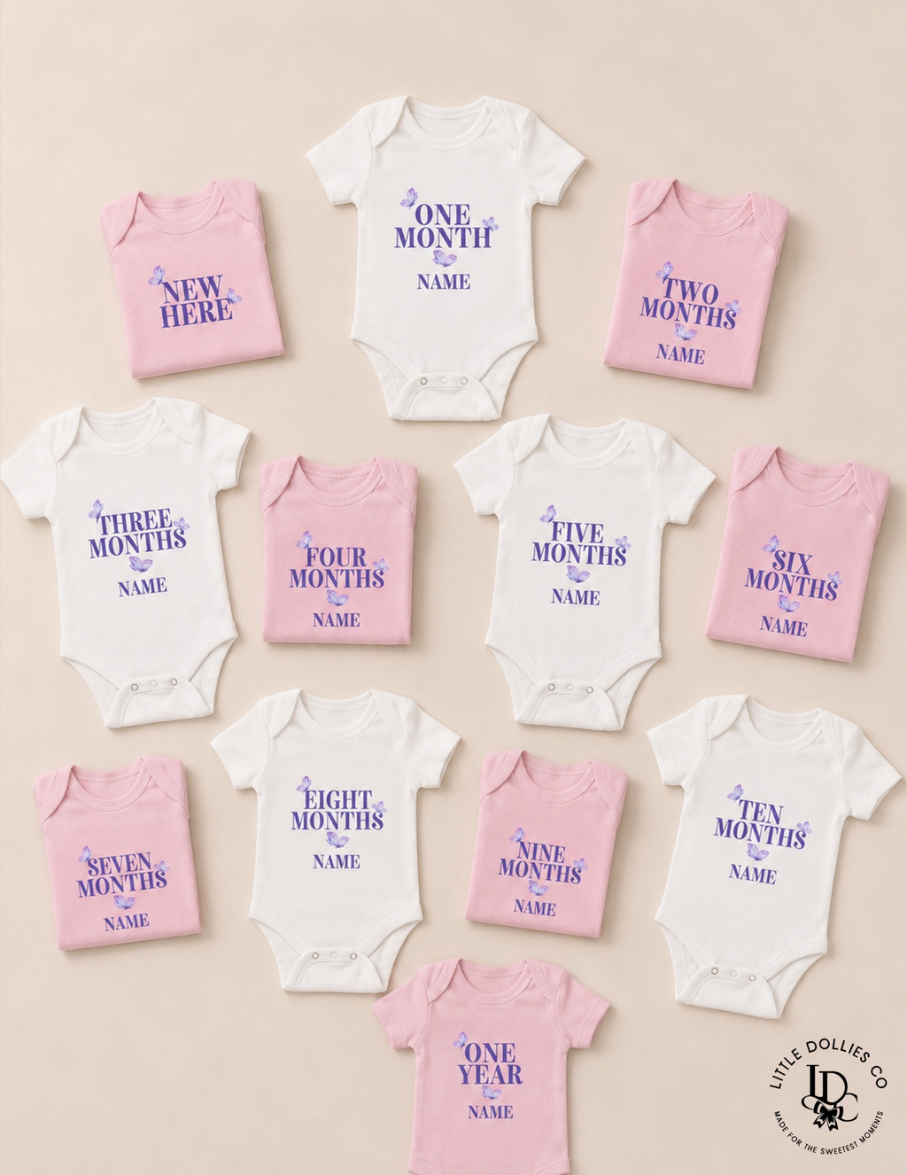 Personalized Butterfly Milestone Baby Onesie