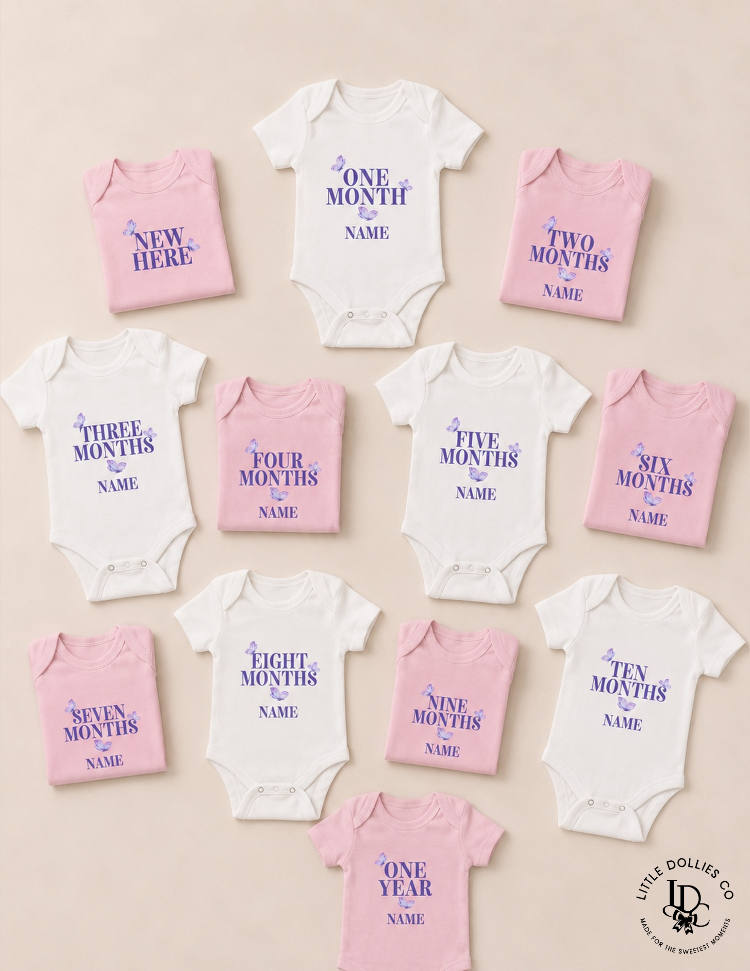 Personalized Butterfly Milestone Baby Onesie