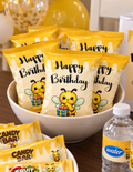 Custom 1 oz chip bag wrapper designed for a personalized birthday party