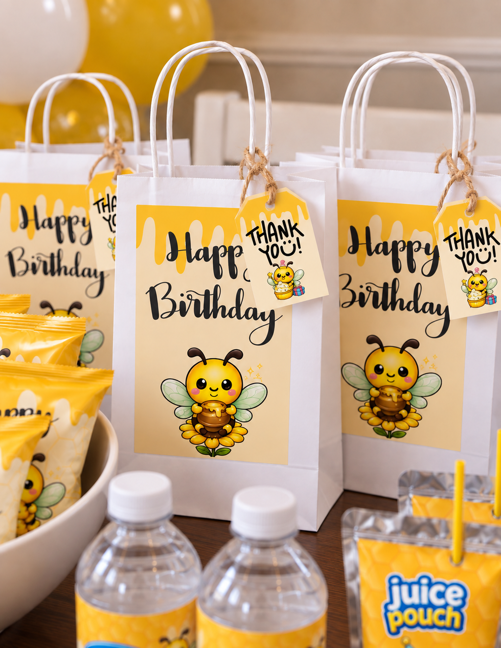 Custom 5x8 gift bag cover designed for a personalized party theme