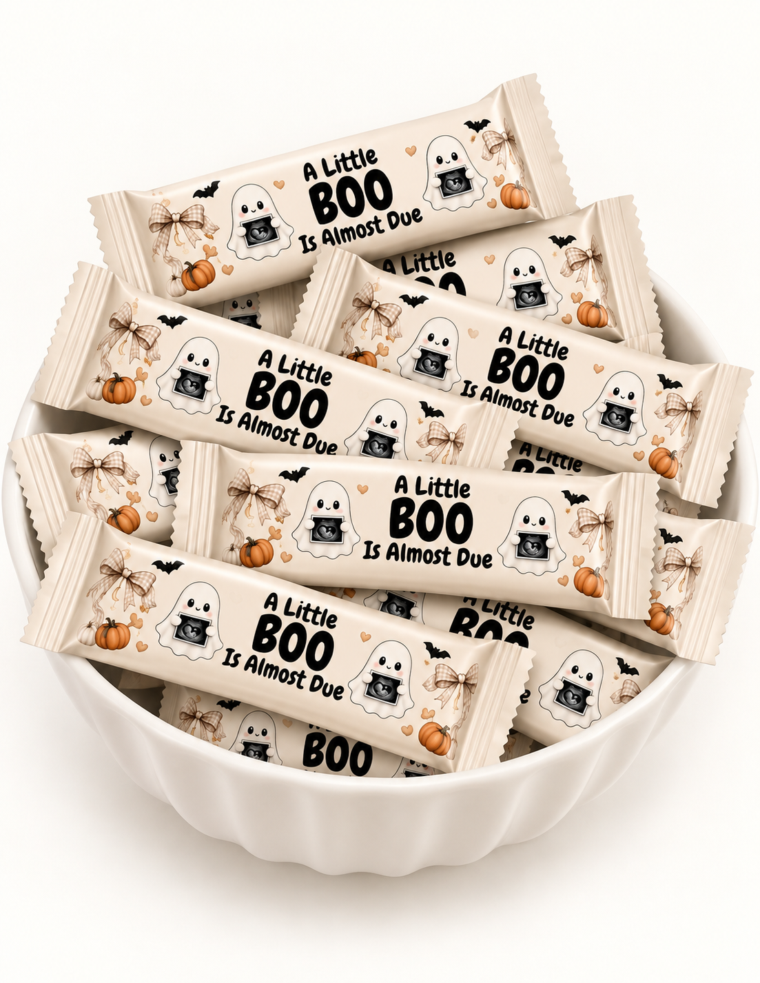 Custom candy bar party favor wrapper designed to match an event theme