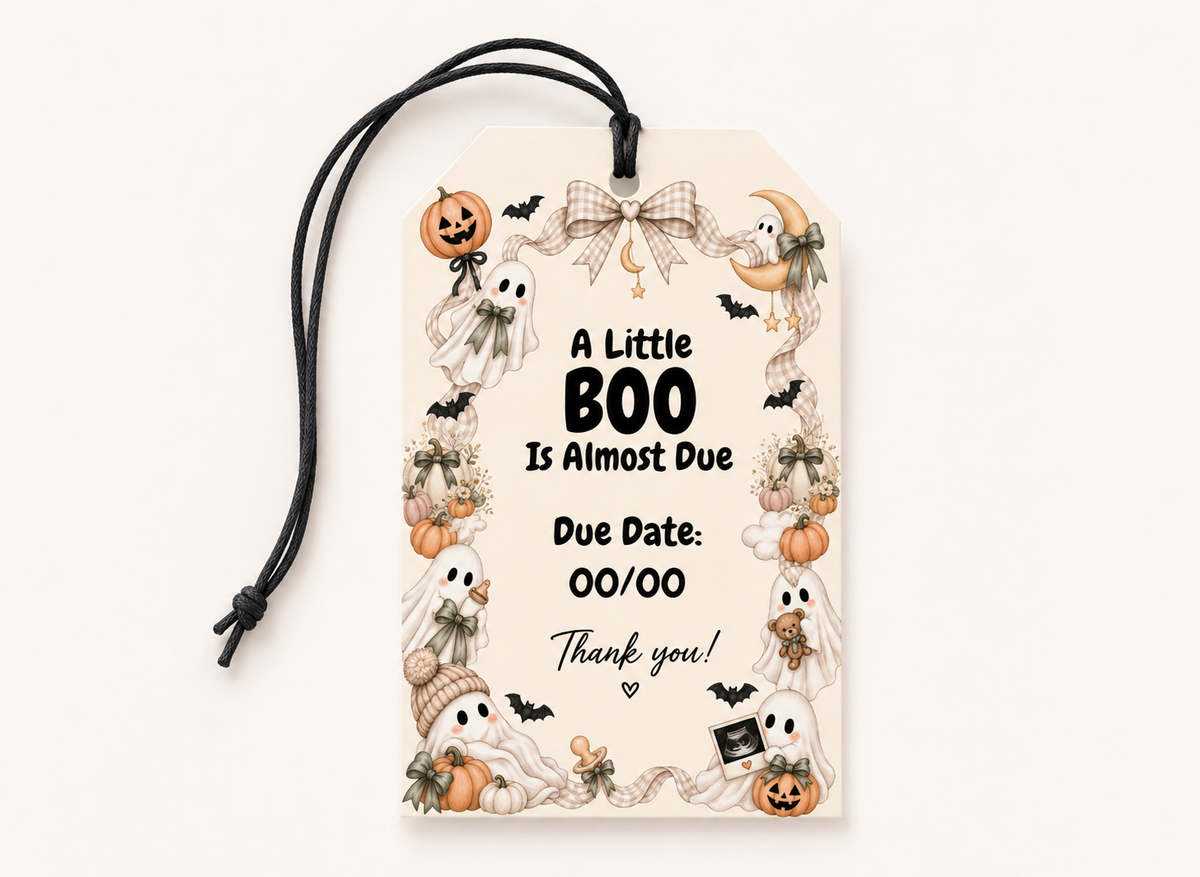 Custom gift thank you tag designed to coordinate with an event theme