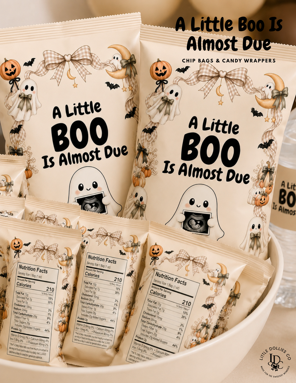 Custom made baby shower chip bag wrapper