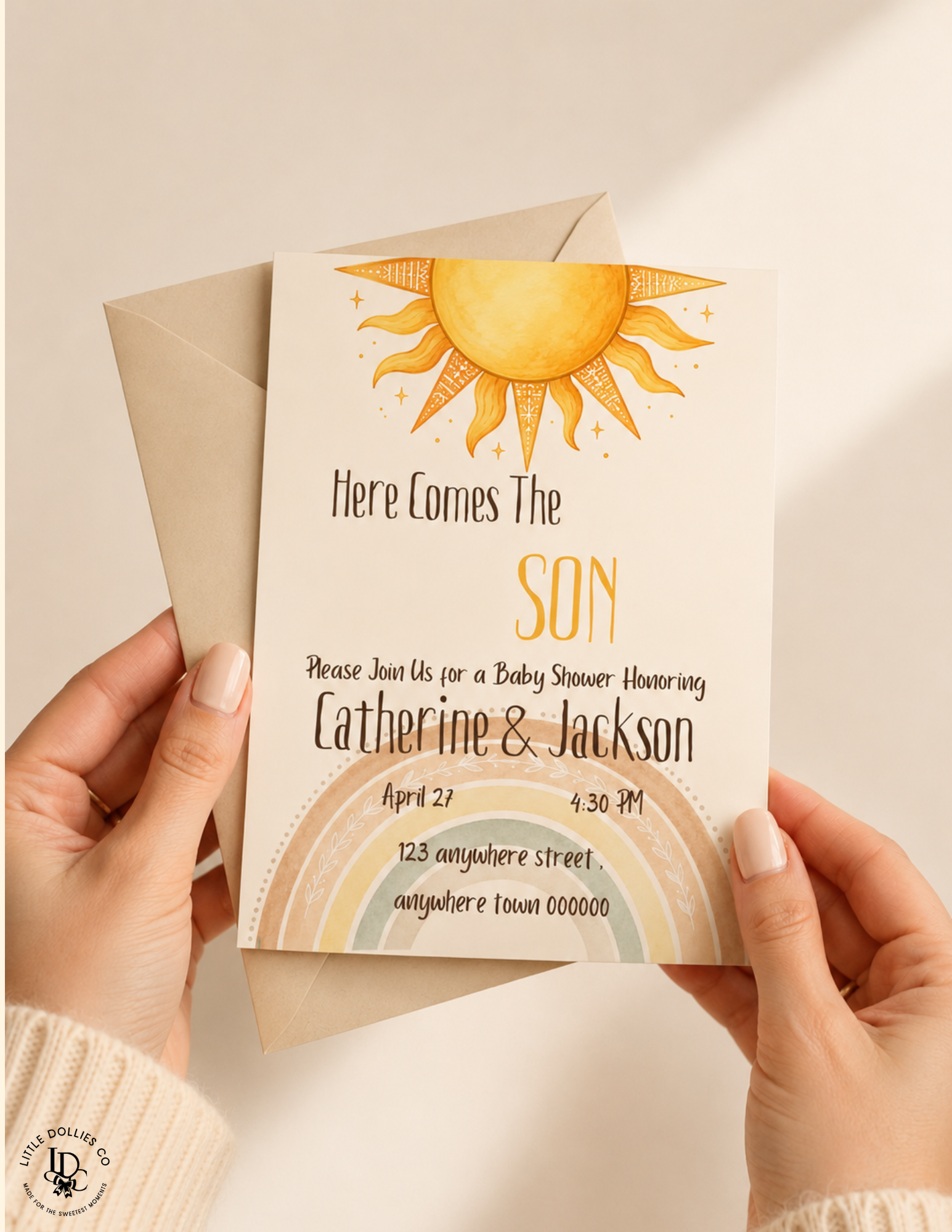Here Comes The Son Baby Shower invitation, games & party bundle