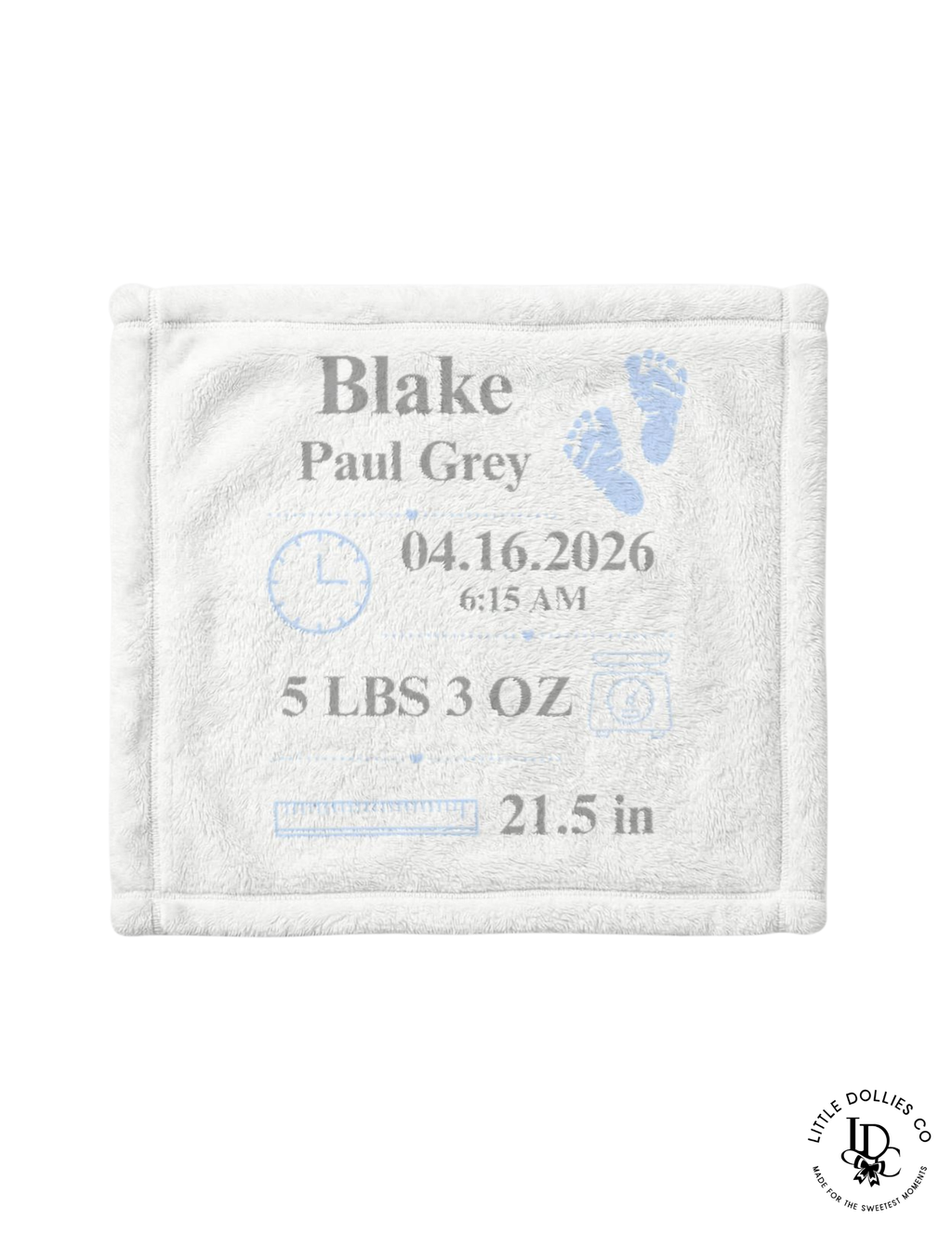 Personalized Birth Announcement Minky Blanket | Birth Stats Lovey