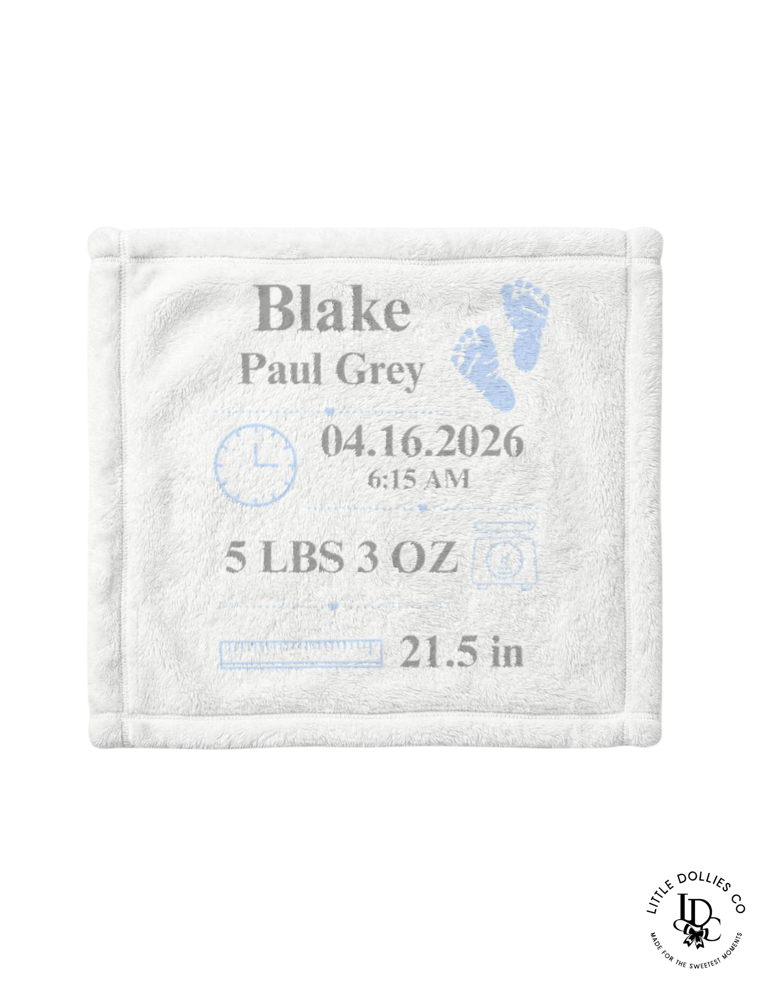Personalized Birth Announcement Minky Blanket | Birth Stats Lovey