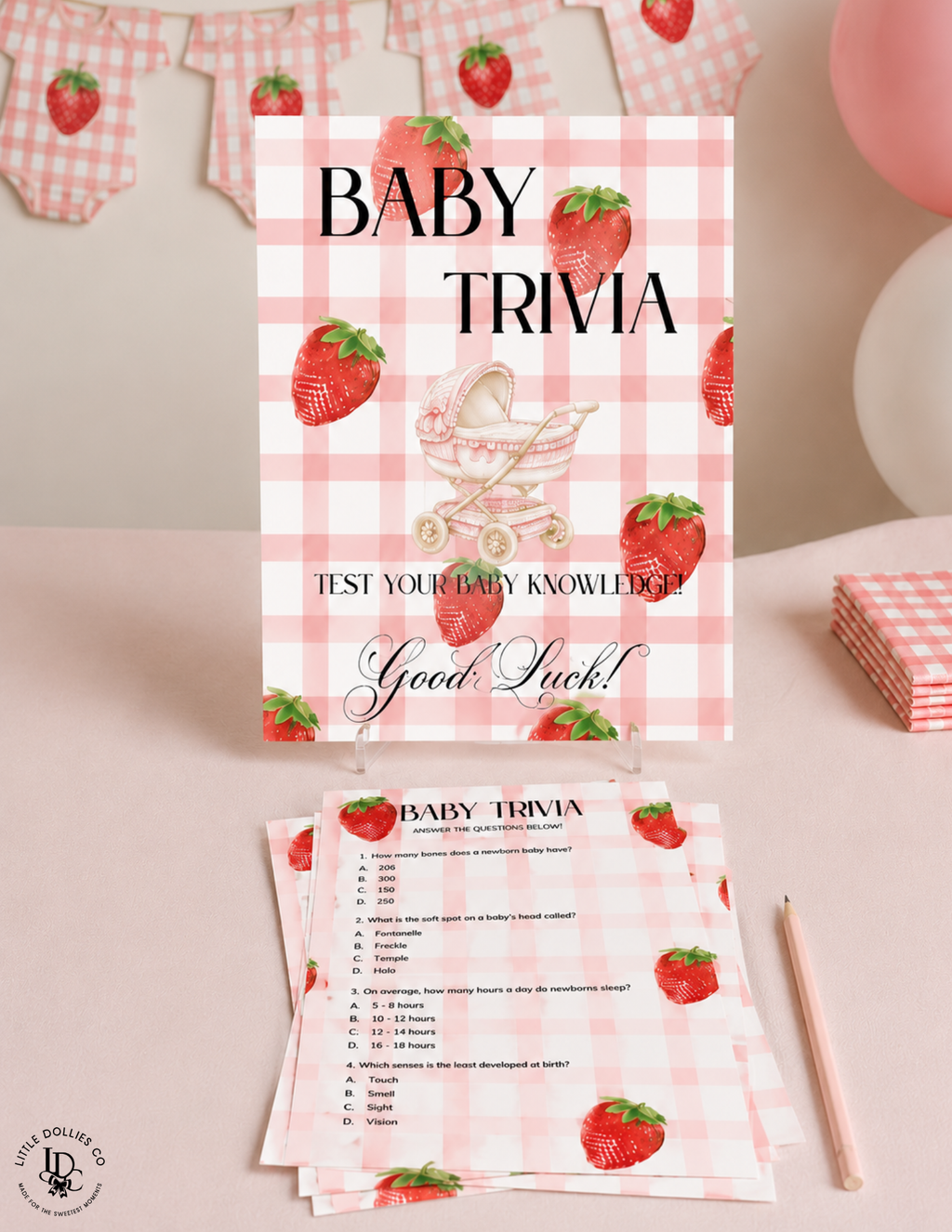 Berry Sweet Baby Shower Invitation, Decorations & Games Template Bundle
