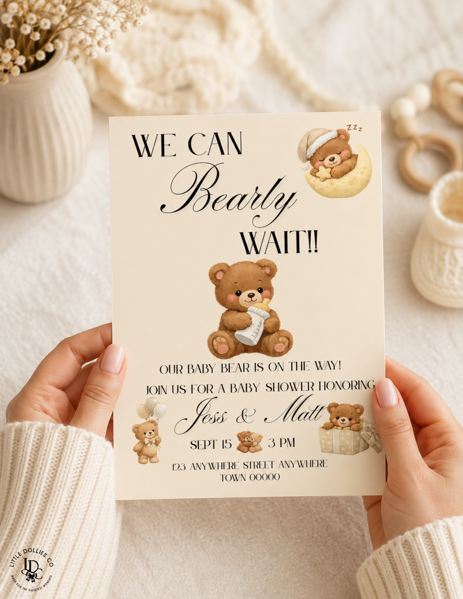We Can Bearly Wait Baby Shower Invitation, Decorations & Games Template Bundle