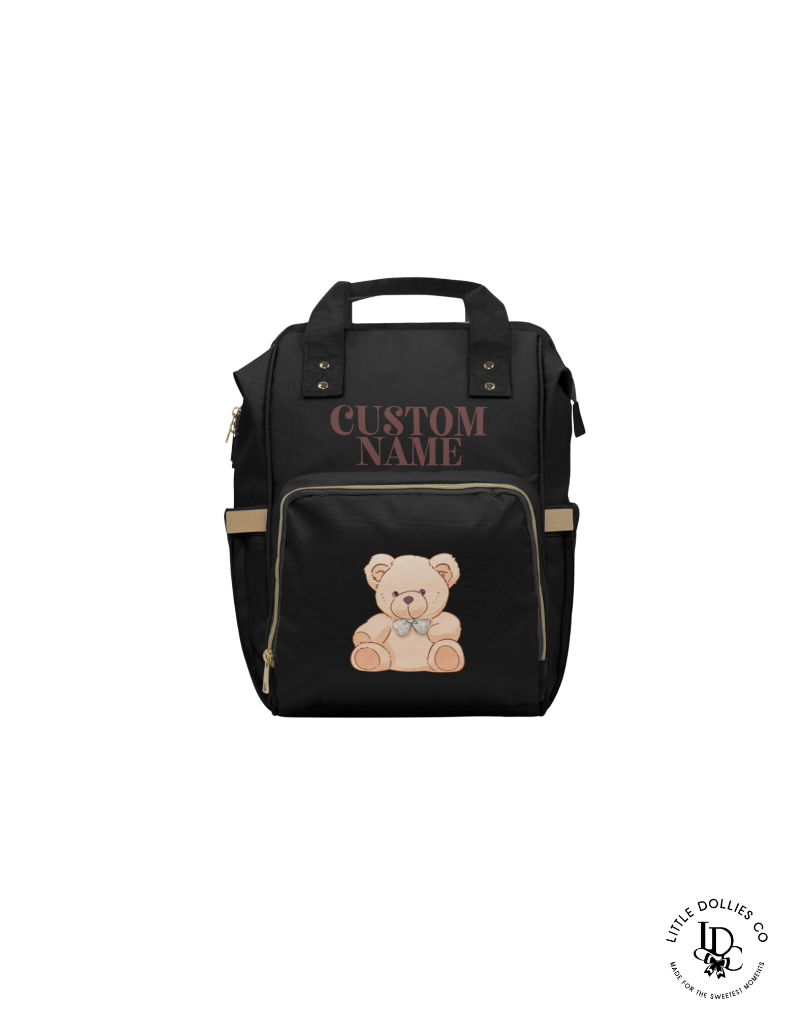 Personalized Teddy Bear Diaper Bag | Custom Baby Name Backpack