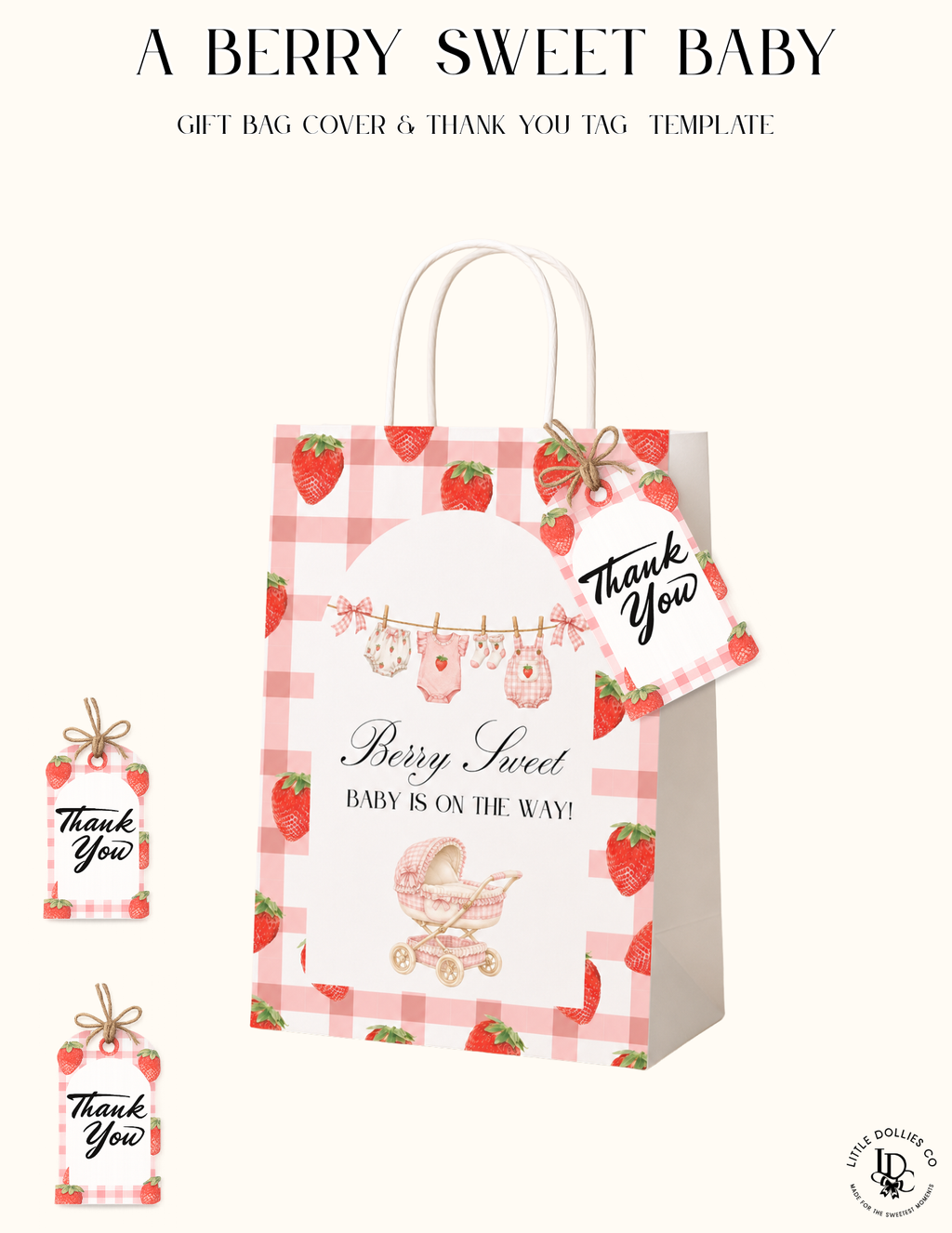 Berry Sweet Baby Shower Invitation, Decorations & Games Template Bundle