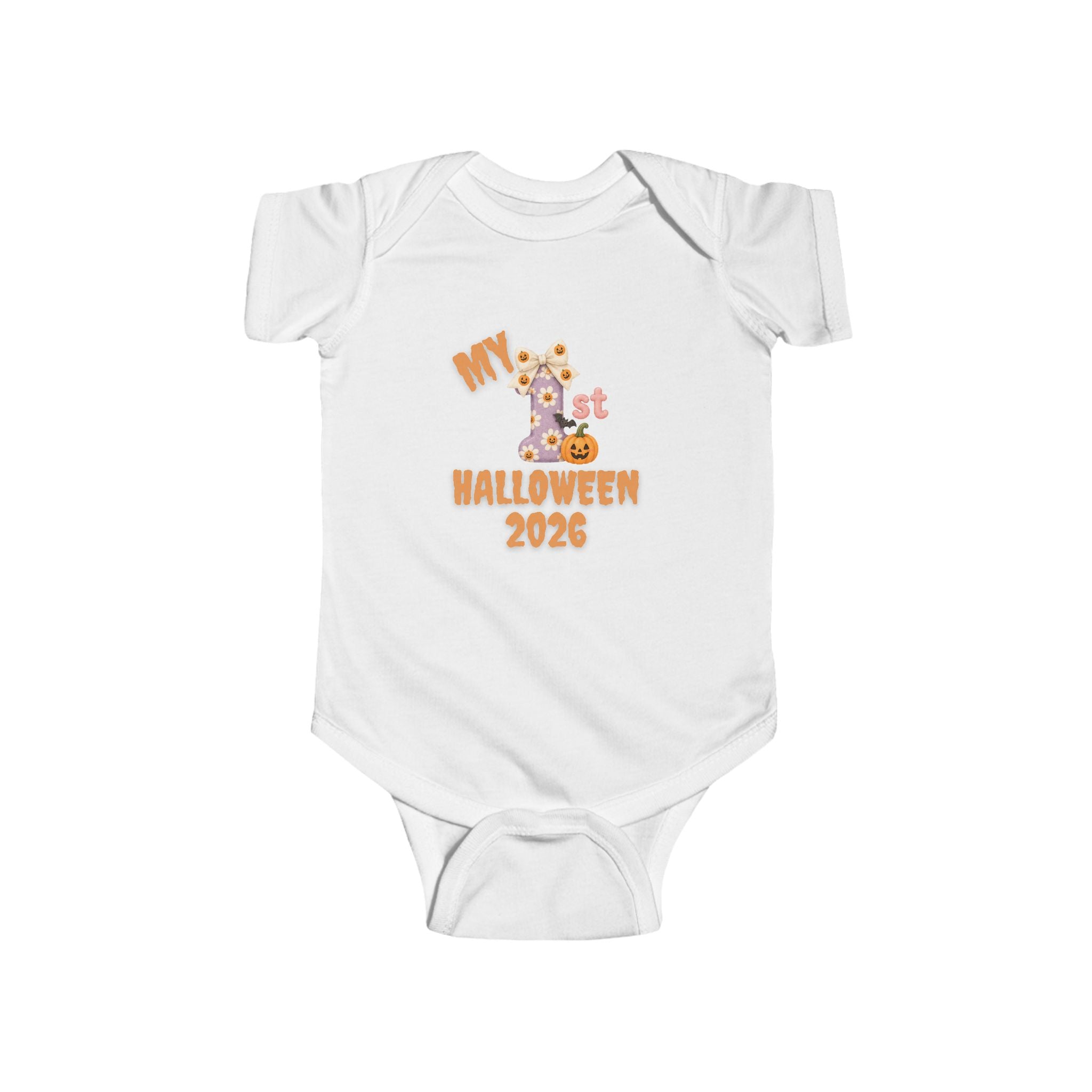 My First Halloween Onesies 2026 baby Halloween onesie with floral and pumpkins